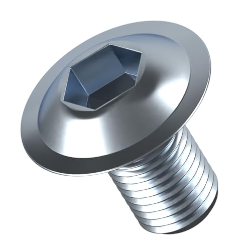 Image of M8 (8mm x 30mm) Button Head Screws with Collar High Tensile Grade 10.9 Bright Zinc Plated Allen Socket Bolts Screws (Pack of 10) G11BC