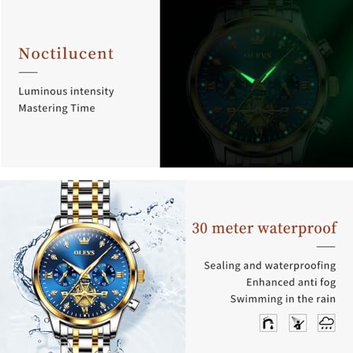 Image of OLEVS Womens Watches Diamond Luxury Dress Gold Wrist Watch Stainless Steel Waterproof Luminous Date
