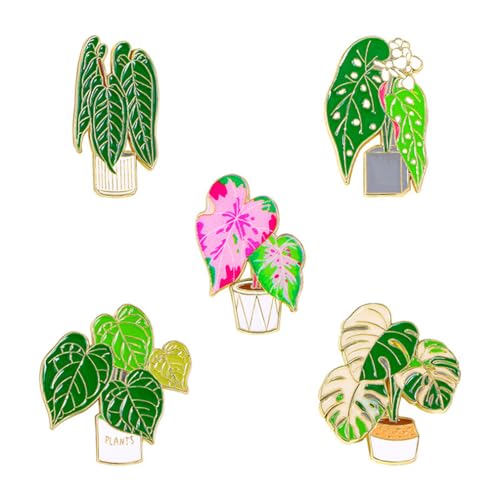 Cartoon Potted Plant Brooch Set Cartoon Plant Flower Alloy Enamel Pin Cute Badge Lapel Pin Metal Badge Rustic Greenery Leaf Brooch Plant Pins Clothes Bags Backpacks Party Decoration Christmas Gifts