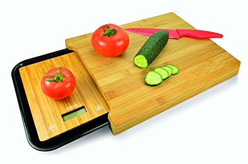 Jocca - Bamboo Chopping Board with Tray + LCD Screen Kitchen Scales