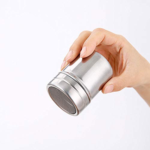 Stainless Steel Powder Shakers, Mesh Coffee Shaker Powder Jars For Baking & Cooking, Perfect For Coffee Cocoa Powder With Lid, With Free 16 Pcs Printing Art Molds Stencils #TOP1