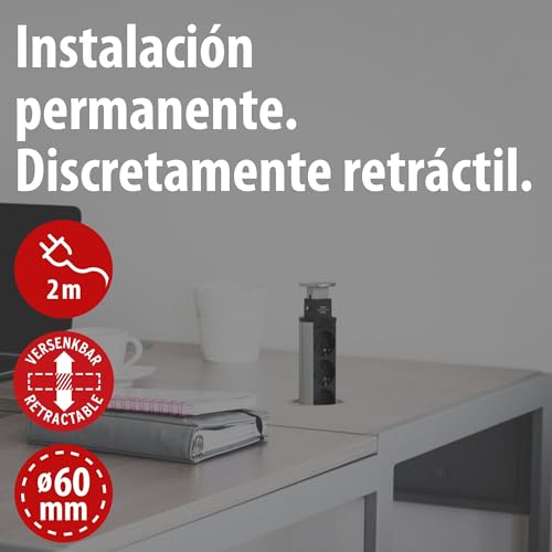Regleta de mesa empotrable Brennenstuhl Tower Power con cable de 2 metros 3