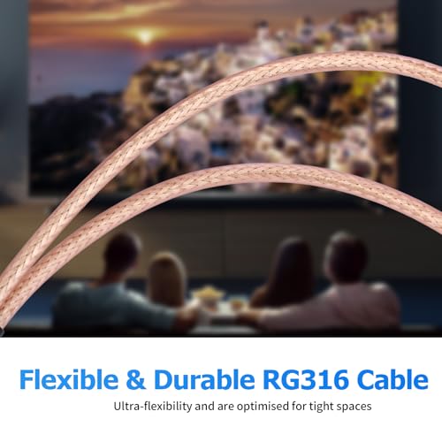 F-Type RG6 Splitter Coax Cable, 75Ohm 3 Way Splitter Combiner for TV Antenna, 6.8inch F Male to F Dual Female RG316 Cable, Enhanced Signal Transmission & Channel Reception, Flexible for Tight Spaces