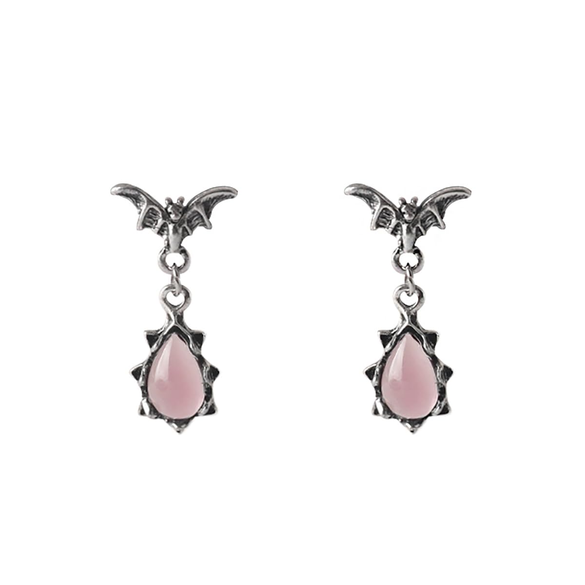 Gothic Dark Bat Zircon Earrings Vintage Red Crystal Bat Dangle Drop Earrings Variety Gothic Vampire Bat Earrings Punk Rock Hip Hop Bat Animal Earrings Halloween Jewelry for Women and Men: Pink