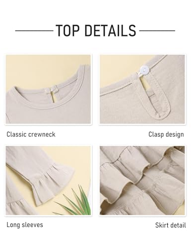 Image of Toddler Girl Clothes Long Sleeve Ruffle Dress Top and Jeans Pants Toddler Girl Fall Outfits