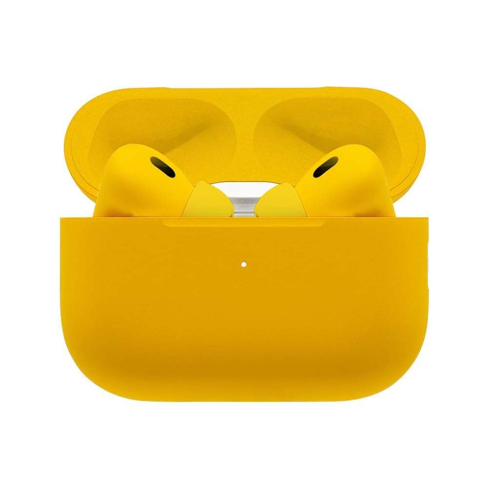 SWITCHPainted Apple AirPods Pro (2nd Gen) in Lambo Yellow, Customized Airpods, Premium Scratch Resistant Paint, Artistic Designs (Lightning)