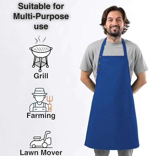 Toshe Kitchen Apron Waterdrop Resistant Cotton Apron With Adjustable Aprons For Women With Pockets 10 Color Option Cooking Blue Apron thumb #2