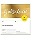 Produktbild Frank Paperman® | 60x Geschenk Gutschein blanko für Kunden mit funkelnder Goldprägung | Gutscheine zum selber Ausfüllen | Gutschein Vordruck im Format DIN Lang Plus