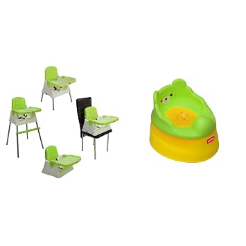 LuvLap 4 in 1 Convertible High Chair Cum Booster Seat (Green) & LuvLap Adaptable Baby Potty Training Seat (Yellow & Green)