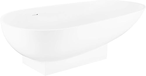 Miniatura 2 de Signature Hardware 328708 Quinton - Bañera independiente de resina de 71 pulgadas con drenaje y desbordamiento integrados