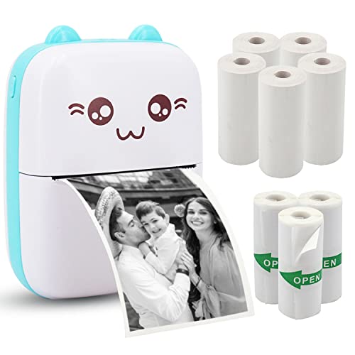 Vicbear Mini Pocket Printer, Portable Thermal Printer With 8 Rolls Printing Paper, Bluetooth Wireless Tiny Printer For Photos/Stickers/Labels/Notes/Receipts, Compatible With Ios And Android, Blue #TOP8