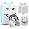 Mini Pocket Printer, Portable Thermal Printer with 8 Rolls Printing Paper, Bluetooth Wireless Tiny Printer for Photos/Stickers/Labels/Notes/Receipts, Compatible with iOS and Android, Blue