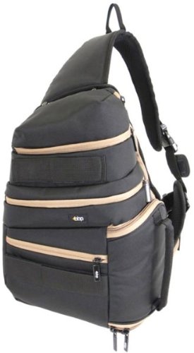 BBP DSLR Sling Bag Black/Tan with iPad Slot and RAIN COVER, Also comes in Black/Red for you Canon fans