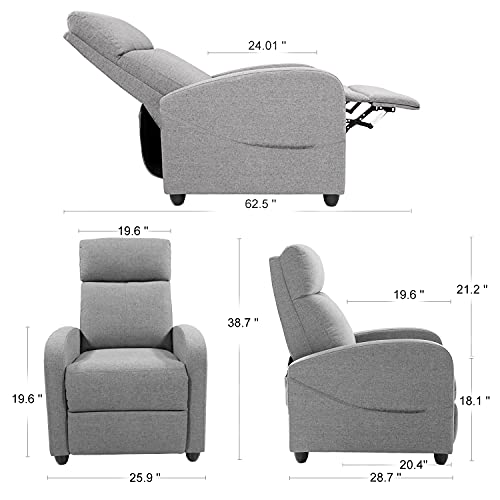 Zunmos Living Room Chair Recliner Chair For Bedroom Massage Recliner Sofa Chair Home Theater Seating Recliner Fabric, Grey #TOP3