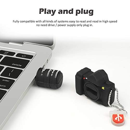 Image of BorlterClamp 32GB USB Flash Drive Novelty Camera Shaped Memory Stick Cute Thumb Drives, Black