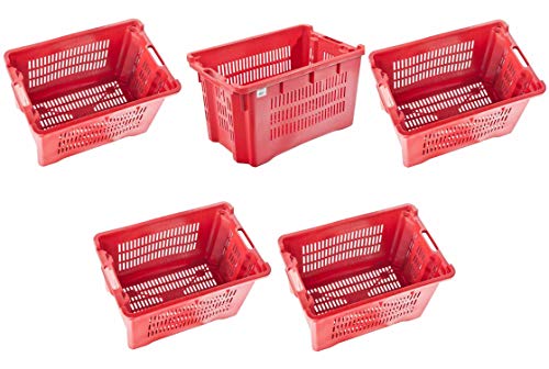 13358_ ****** CASSETTA OLIVE UVA IMPILABILE PLASTICA TRAFORATA 1 PZ 52 X 35 H 31 COLORI MISTI ROSSA OPPURE VERDE