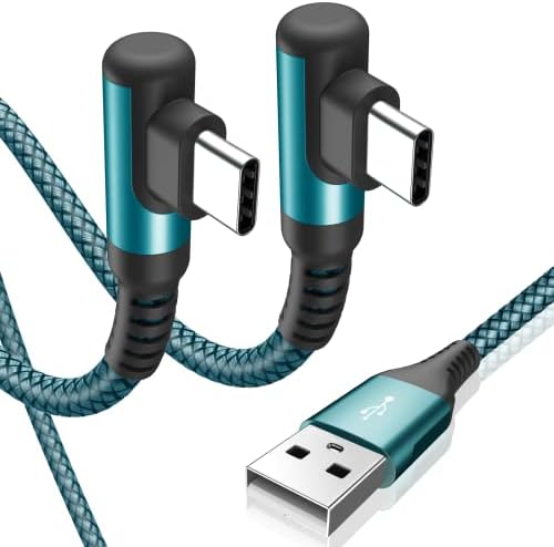 2Pack 2M USB C Right Angle Samsung 90 Degree 3.1A Fast Charger Cable Braided Compatible for Flip/Fold z3 S10 S8 S20 S21 S22 A02s A03s A12/13 A21s/22/20 A32 A52s A70/72 Note 20/10,Google Pixel,Oneplus