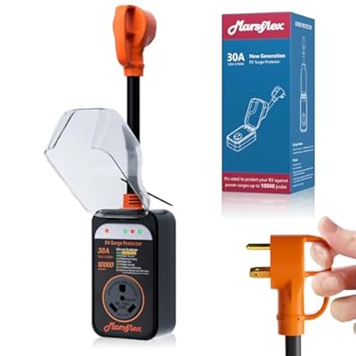 Marsflex Rv Surge Protector, 30amp Rv Circuit Analyzer, 10000 Joules Surge Protection with Waterproof Cover, LED Display, rv Voltage Protector for Camper, Travel Trailers, Motorboat, Color Black
