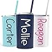 Personalized 12 oz Kids Stainless Steel Skinny Tumbler with Custom Monogram Vinyl Decal by Avito - Includes Straw and Lid