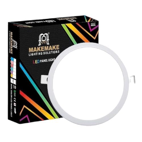 MAKEMAKE LIGHTING SOLUTIONS 18W LED Round Panel Light | 800 Lumens, Energy Saving | False Ceiling Light | 3 in 1 Color (White, Warm White, Cool White) CE ROHS ISO Certified [Pack of 1]