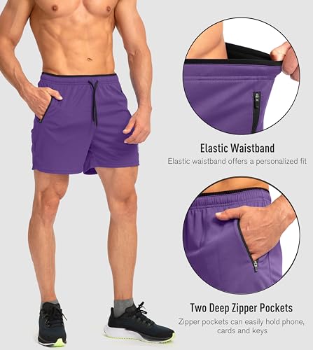 Image of G Gradual Men's Gym Workout Shorts Zipper Pockets 5 inch / 7 inch Quick Dry Breathable Runing Athletic Short for Men
