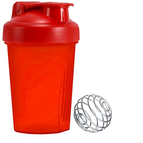 KANGSIT Protein Shaker Bottle 400ml, with Stainless Steel Mixing Ball, BPA- and DEHP-free, Leakproof Flip On Lid- Protein & Supplement Shaker Bottle