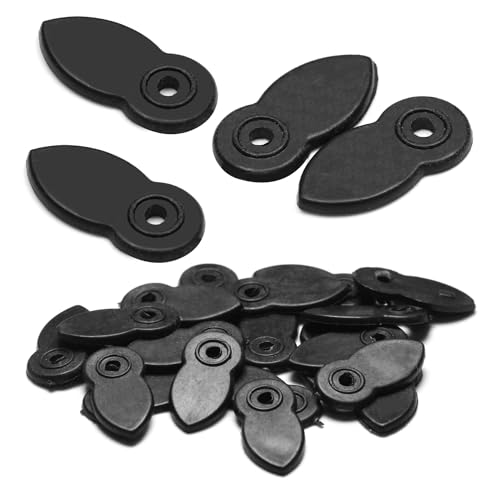 Image of Jutagoss 20Pcs Black Frame Turn Buttons, Plastic Flat Picture Frame Accessories with Screws, 21mm Length x 10mm Width x 2.5mm Bore, for Hanging Pictures, Photos, Artwork, Paintings