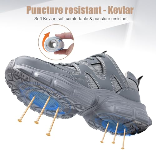 Image of Hogent Steel Toe Shoes for Women Men Wide Non Slip Composite Work Sneakers Indestructible Comfortable Safety Tennis Shoes Lightweight Breathable Construction Sneakers Puncture Proof Ergonomic Design