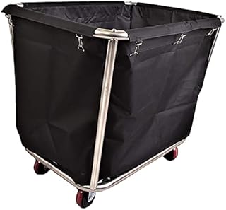 WQZzjm Carrito de lavandería Negro Resistente con Ruedas de 4 Pulgadas, Carrito rodante para Ropa Sucia, Tela Oxford de Acero Inoxidable (A)