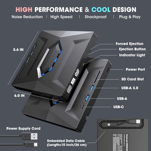 Roofull External Cd Dvd Drive Usb 3.0 & Usb-C Cd Rom Burner Dvd Player With Usb Hub And Sd Card Reader thumb #5