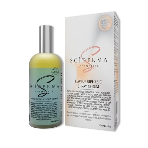 SERUM ACIDO HILAURONICO 100ml | Spray Serum Triple Ácido Hialurónico, Caviar, Niacinamida, Péptidos, Ácido Azelaico y Ferúlico, Resveratrol – BRUMA FACIAL HIDRATANTE ANTIOXIDANTE BIFÁSICO – No Grasa