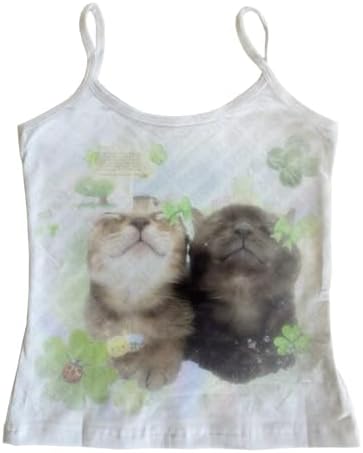 Y2k Aesthetic Cute Tee Vintage Street Women Graphic Kawaii Clothes Cutecore Slim Fit Crop Tops Camisole