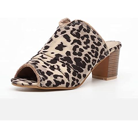 NXDHPLIENG Womens sandals comfy feet bunion correction sandals mid heel sandals Women's British Martin women Slippers Summer Comfy Platform Clip-Leopard,37 Cover