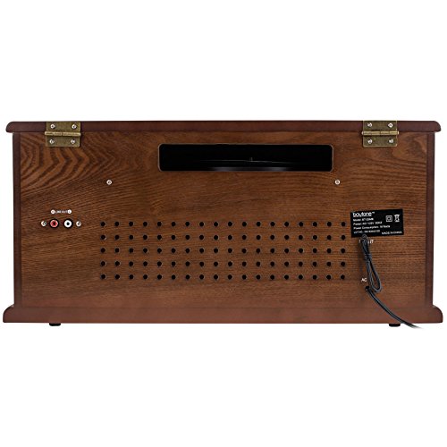 Boytone BT-25MB 8-in-1 Natural Wood Classic Turntable Stereo System with Bluetooth Connection, Vinyl Record Player, AM/FM, CD, Cassette, USB, SD Slot. 2 Built-in Speakers, Remote Control, MP3 Player - Thumbnail 7