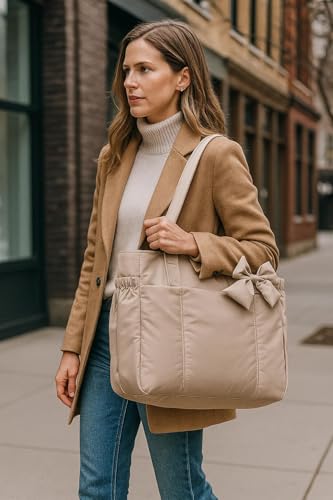 Luvy Bag Crush Bow Tote Bag, Lightweight Large Tote Bag Free Santa Claus Plush Toy2