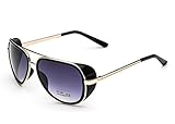 Caixia Unisex S005 Horn Rimmed Metal Frame Side Shield Aviator 58mm Sunglasses
