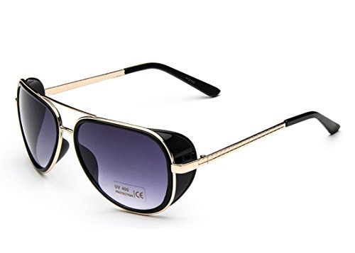 Caixia Unisex S005 Horn Rimmed Metal Frame Side Shield Aviator 58mm Sunglasses
