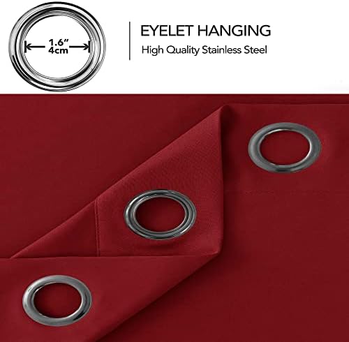 Apex Furnishings Blackout Curtains For Living Room Décor, Insulated Thermal Curtains For Bedroom, Door Curtain, Eyelet Curtains 2 Panels With Tiebacks, Red Curtains (66x72) Inches