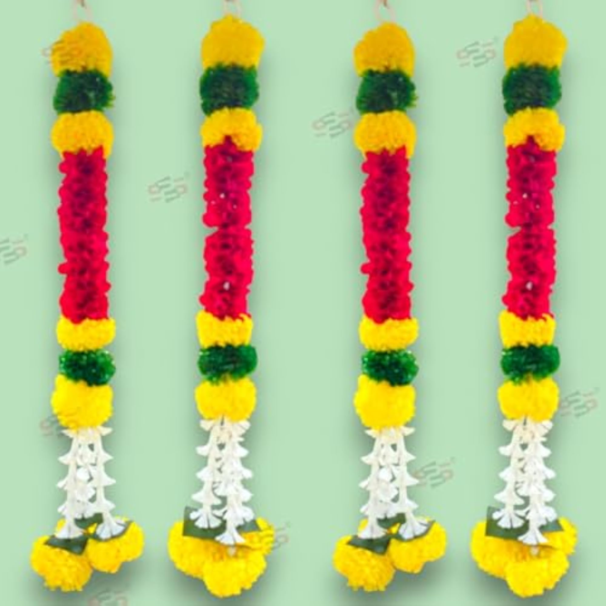 Artificial Fabric White & Maroon Flower Strings for Decoration
