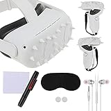 Pickeico 9-in-1 Accessories for Oculus Quest 2, Quest 2 VR Silicone Face Cover and Quest 2 Touch Controller Grip Covers, Quest 2 Headphone and Thumb Button Caps with Lens Cleaning Pen & Cloth(White)