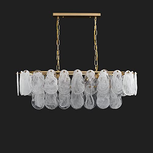 Image of LOVEDIMA Gold Multi-Tier Lantern Pendant Lighting,Cloud Glass Metal Kitchen Island Chandeliers Hanging Ceiling Light Fixtures