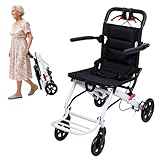 Lightweight Folding Wheelchair for Adults,Just18 lbs,Folding Wheel Chair for Seniors Compact Transport Wheelchairs with Adjustable Safety Strap Carbon Steel Frame Support 200lbs Easy Travel A