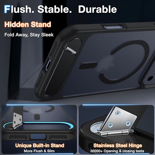 Support magnétique iPhone 17 Pro Max résistant aux chutes avec béquille mate