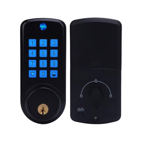 Swokely Cerradura inteligente, cerradura de puerta de entrada sin llave, llave mecánica de contraseña, 2 métodos de desbloqueo, cerradura electrónica automática con código de 4-16 dígitos para 35-55