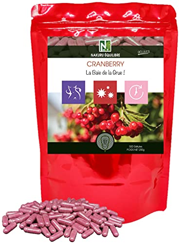 NAKURU | Cranberry | Gamme Équilibre | Fabriqué en France | La Baie de la Grue ! | (500 Gélules de 400mg / Poids Net: 200g)