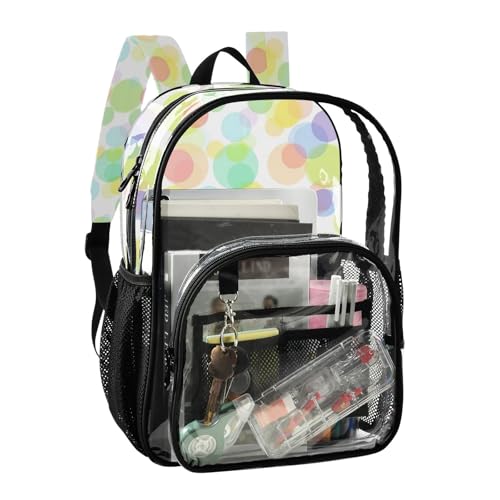 Girls Backpack for Kids Colorful Bubbles Dots Rainbow Travel Clear Bags for Women Approved See through Bag2