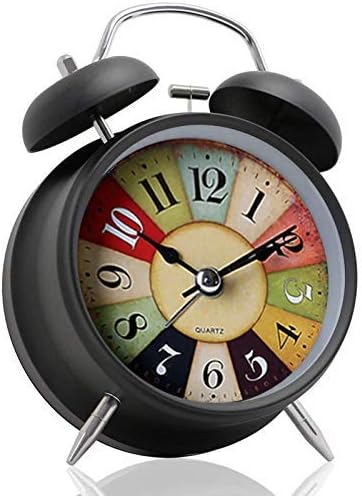 LUVINA Metal Mini Non-Ticking Vintage Twin Bell Quartz Analogue Retro Desk Alarm Clock with Backlight