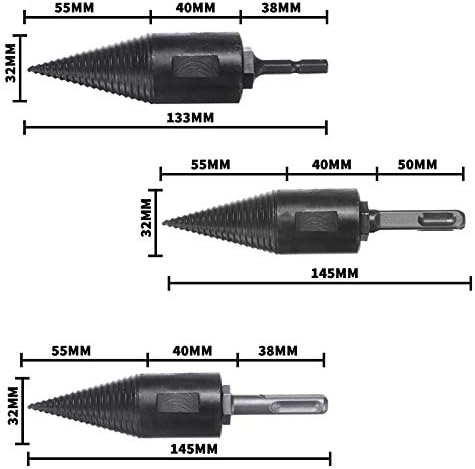 4Pcs High Speed Steel Log Splitter Firewood Wood Splitting Splitter Electric Hammer Drill Cone for Woodworking 32mm