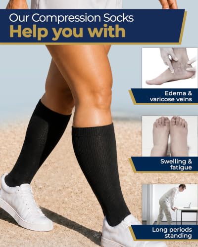 Image of Pembrook Plus Size Compression Socks for Women Wide Calf - 3 Pairs, 20-30mmHg Extra Wide Calf Compression Socks, Up to 4XL