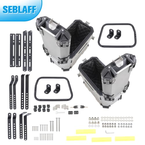 SEBLAFF Motorcycle Hard Side Saddlebag Box Trunk Tour Motorcycle Panniers Side Case Silver 36L by SEBLAFF - Image 6